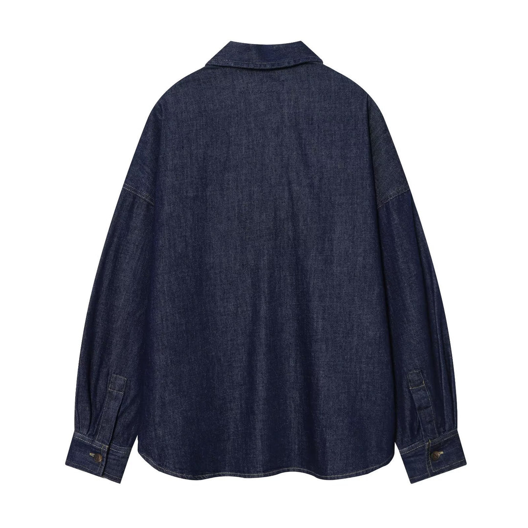 Damen Oversize-Denim-Tunika mit halber Knopfleiste und markanten Nahtdetails Echo Archiv