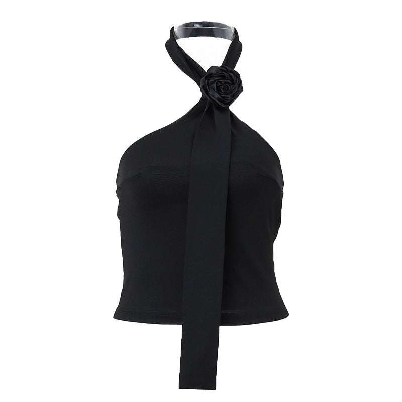 Damen asymmetrisches Top mit floraler Applikation und verstellbarem Träger Echo Archiv