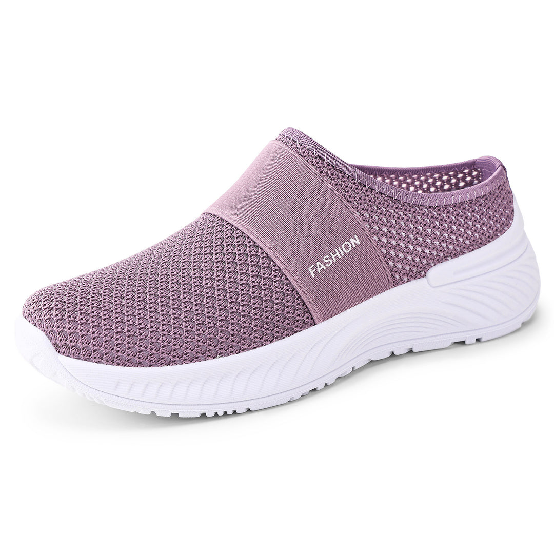 Damen nan atmungsaktive Strick-Slipper mit elastischem Mittelriemen und stoßabsorbierender Wellenlaufsohle Echo Archiv
