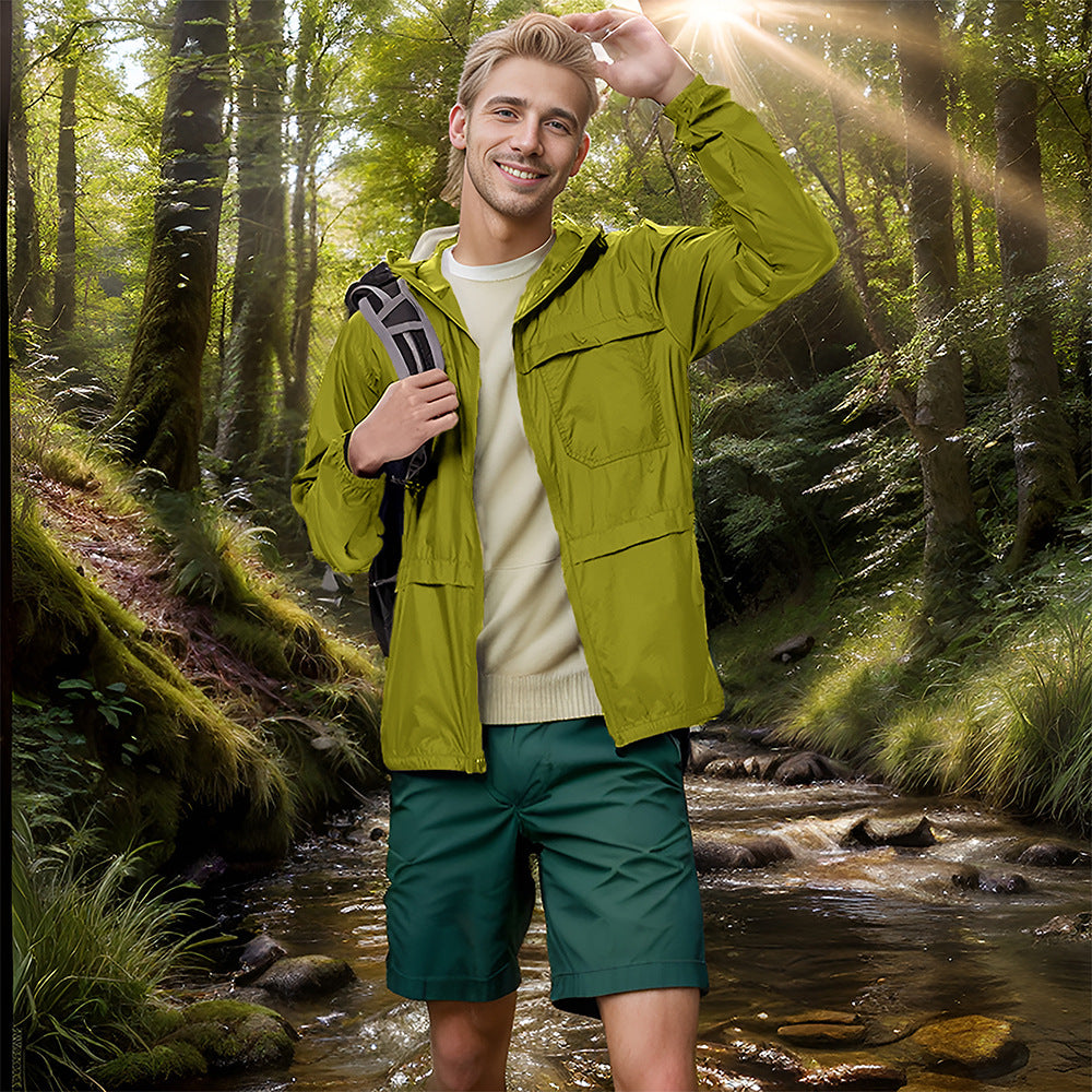 Herren leichte Outdoor-Jacke mit praktischen Taschen und verstellbarem Kapuzenkragen Echoarchiv