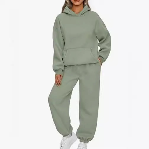 Damen nan Boxy-Hoodie und Palazzo-Jogger Set mit elastischem Knöchelbund Echo Archiv