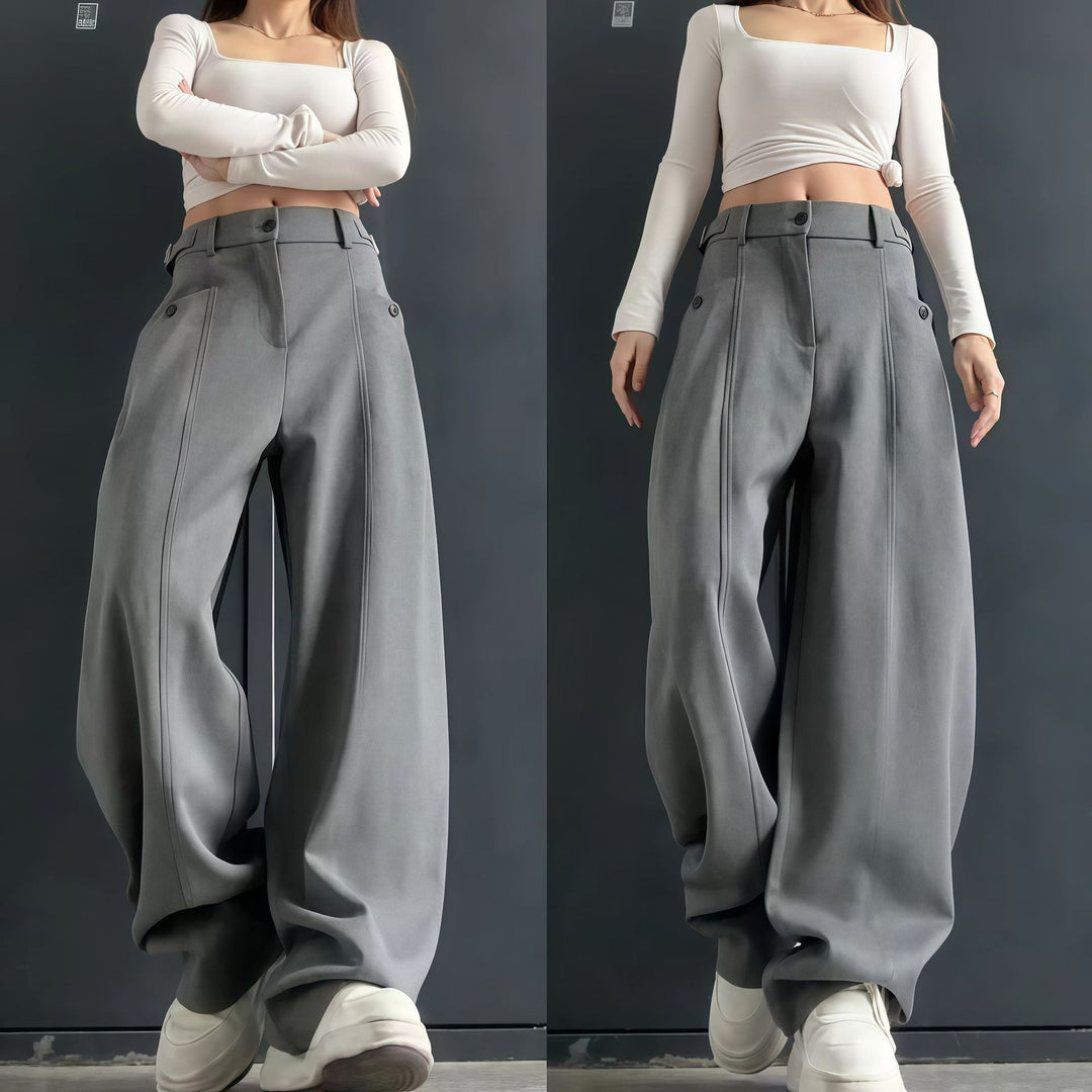 Damen Modische Weitgeschnittene Hochbundhose Echo Archiv