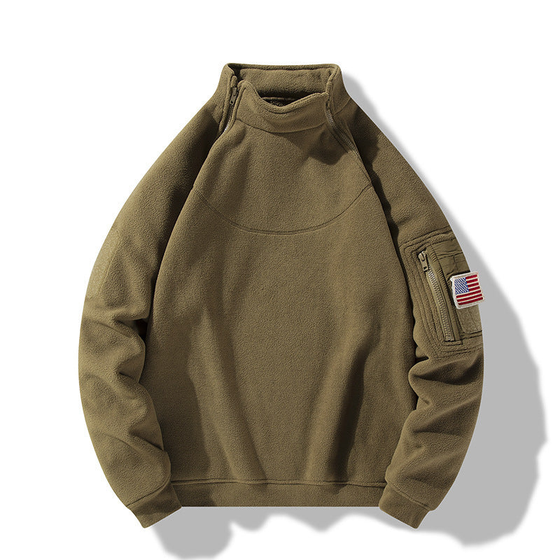 Herren Fleece-Pullover mit Stehkragen und praktischen Reißverschluss-Taschen Echoarchiv