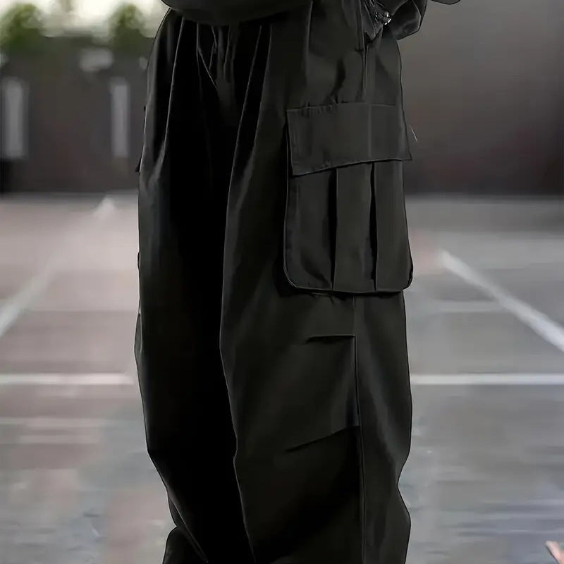 Herren Weite Utility-Cargohose mit übergroßen Klappentaschen & elastischem Tunnelzugbund Echo Archiv
