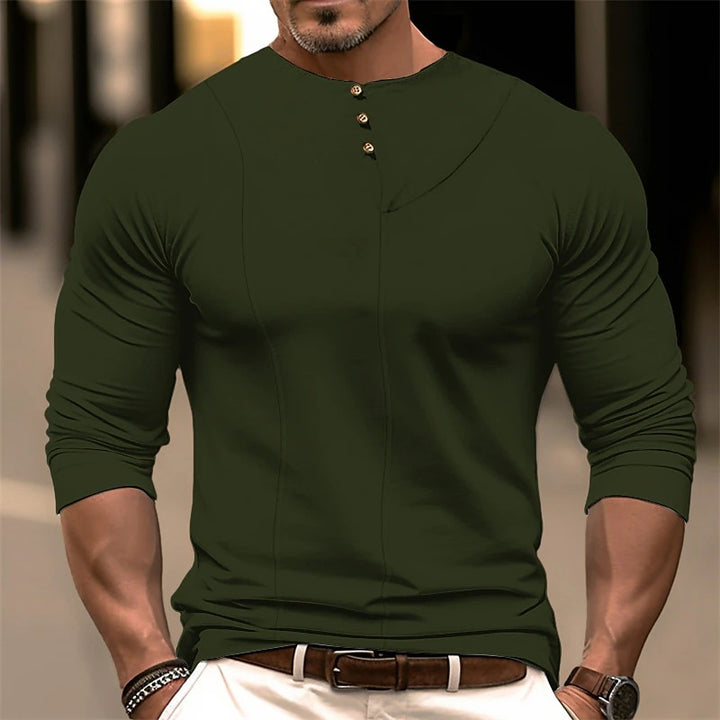 Herren Langarmshirt mit modischem Knopfdetail und ergonomischem Schnitt Echoarchiv