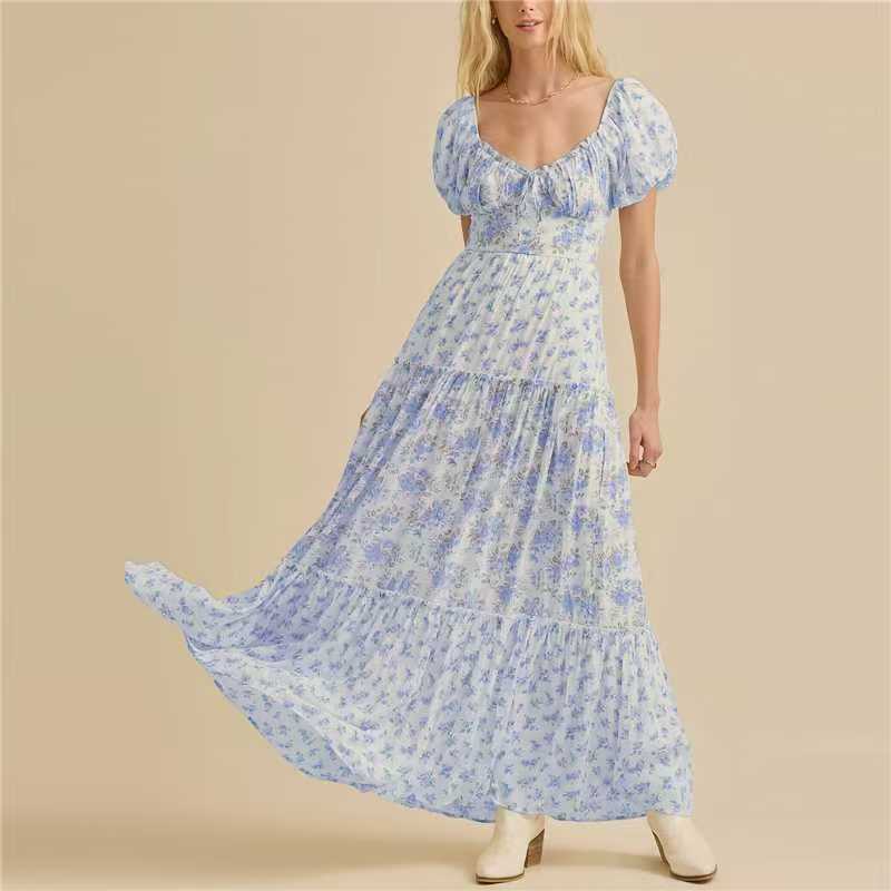 Damen Maxikleid mit blumigem Design und hochwertigen Puffärmeln Echo Archiv