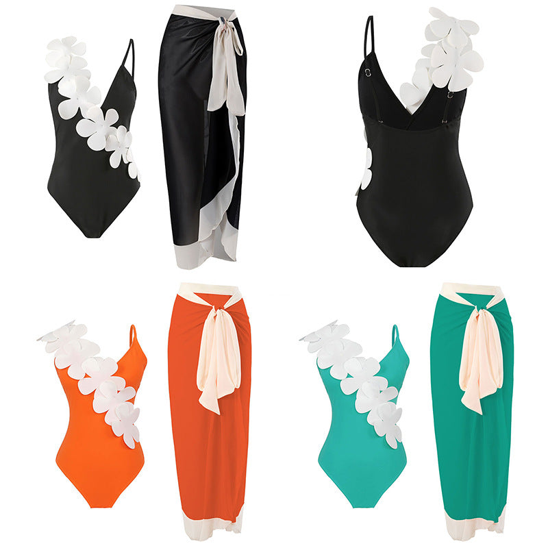 Damen Eleganter Einteiler Badeanzug mit floralem 3D-Design Echo Archiv