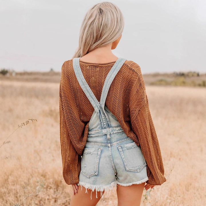 Damen nan oversized gestrickter Pullover mit weitem Boat-Neck, lockerem Mesh-Strick und Ballonärmeln Echo Archiv