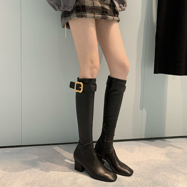 Damen Stretch-Stiefelette mit mittlerem Blockabsatz Echo Archiv