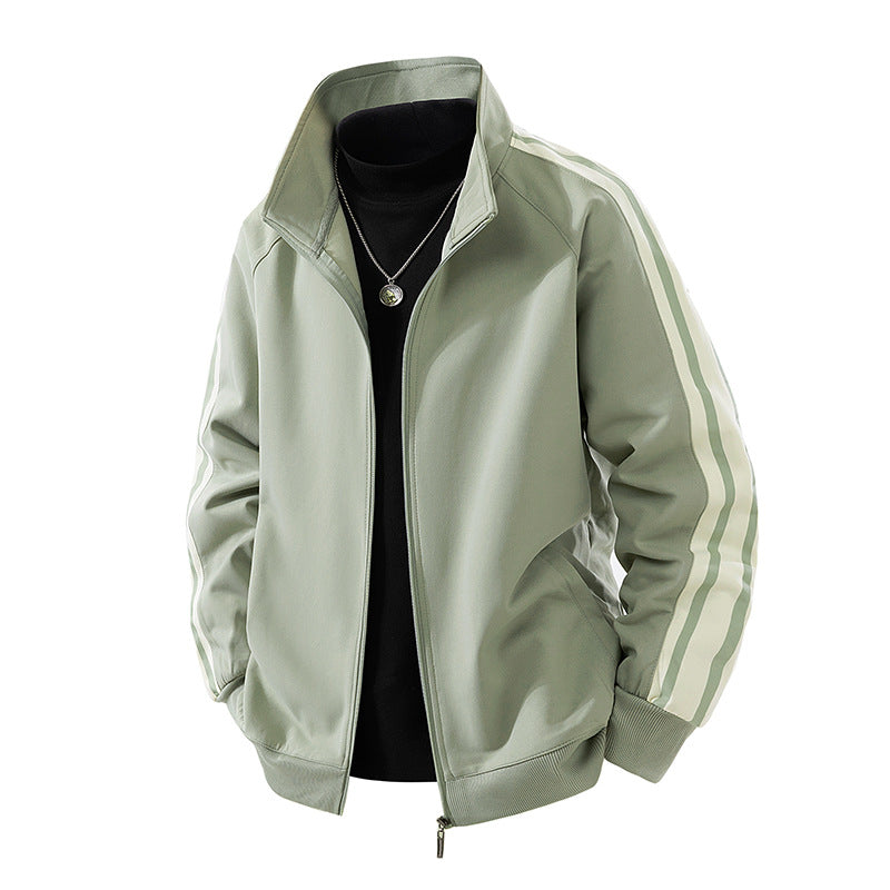 Herren Sportive Zipjacke mit Stehkragen und kontrastierenden Ärmestreifen Echo Archiv