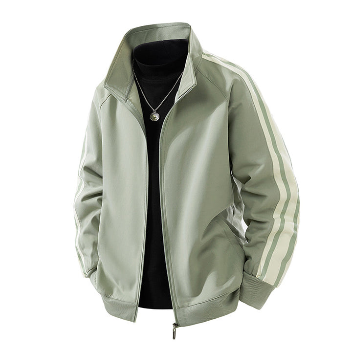 Herren Sportive Zipjacke mit Stehkragen und kontrastierenden Ärmestreifen Echo Archiv