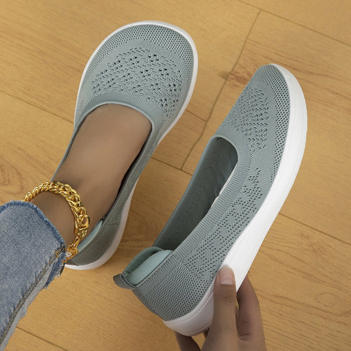 Damen Atmungsaktive Strick-Slipper mit ergonomischem Memory-Fußbett Echoarchiv