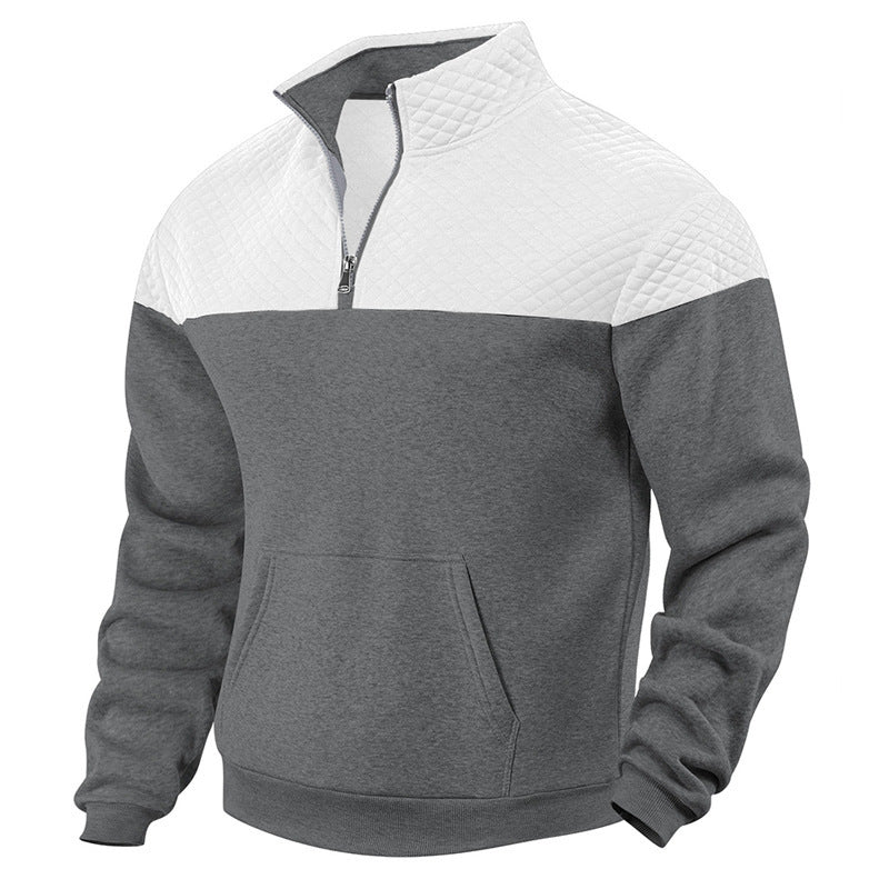 Herren sportlicher Stehkragenpullover mit Reißverschluss und strukturiertem Obermaterial Echoarchiv