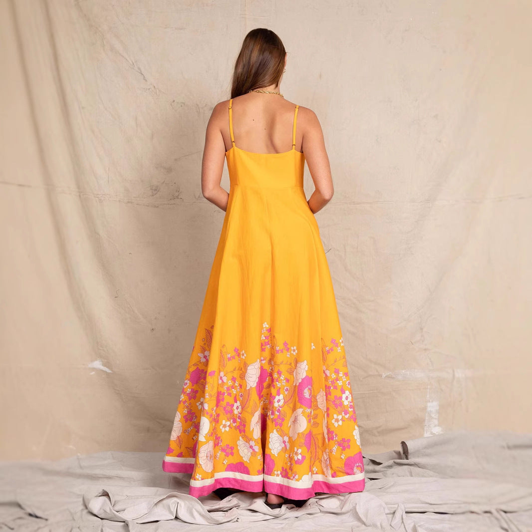 Damen Maxikleid mit floralem Design und eleganten Spaghettiträgern Echo Archiv