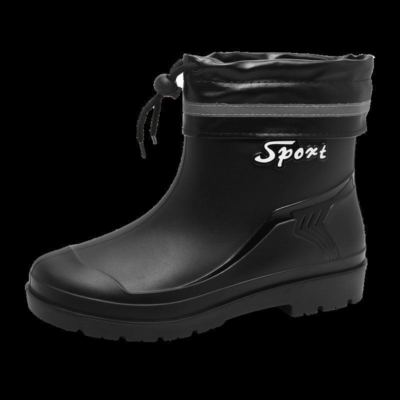 Herren Kurze wasserdichte Regenstiefelette mit Kordelverschluss und profiliertem Outdoor-Sohlendesign Echoarhiv – Tavélo