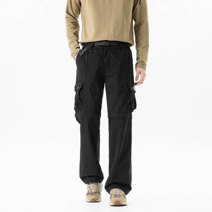 Herren Abnehmbare Cargo-Zip-Hose mit Reißverschluss-Bein, Multifachtaschen und integriertem Gürtel Echo Archiv