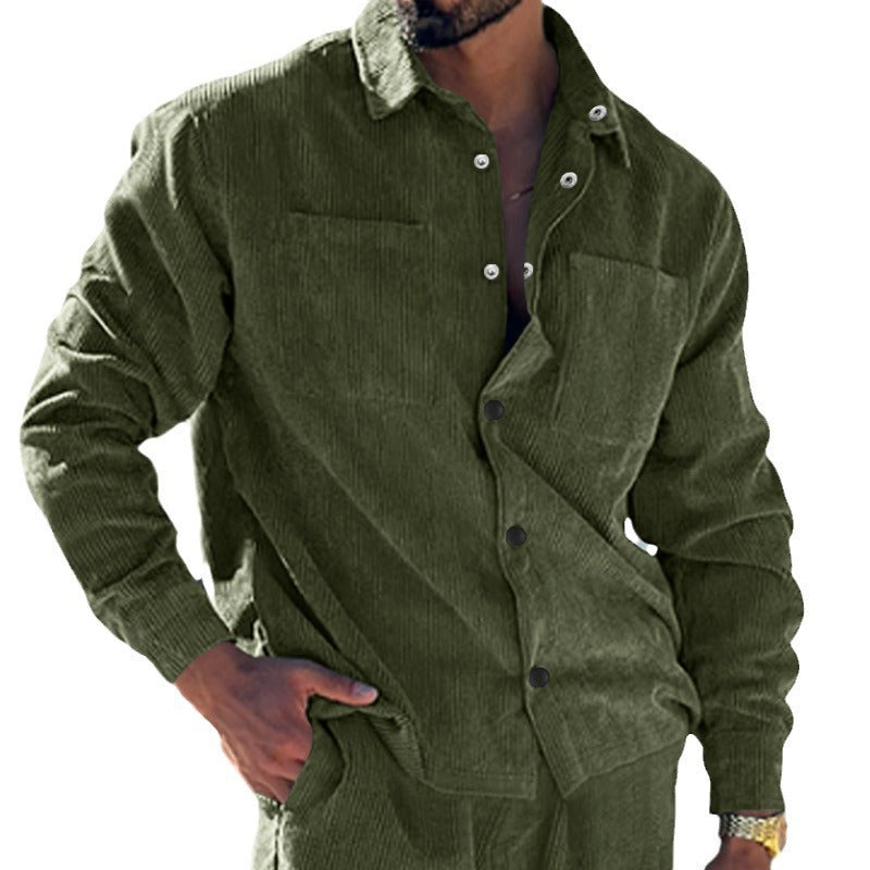 Herren Lässige Cordjacke mit praktischen Brusttaschen Echoarchiv