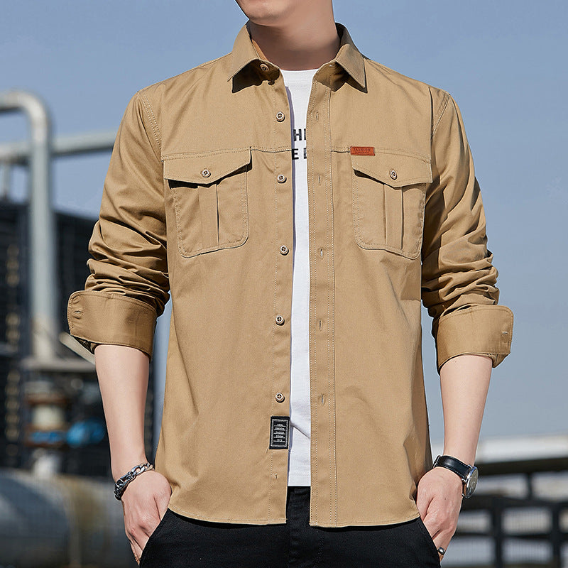 Herren Utility-Overshirt aus Baumwollmix mit Brustpattentaschen und verstärkten Nähten Echoarchiv