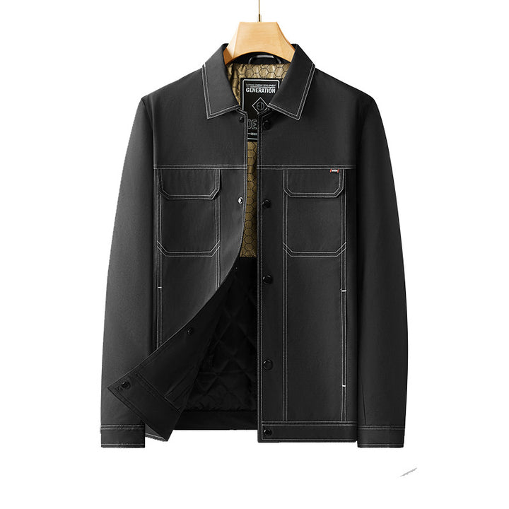 Herren Übergangs-Truckerjacke mit gesteppter Innenfütterung und Kontrastnähten Echo Archiv