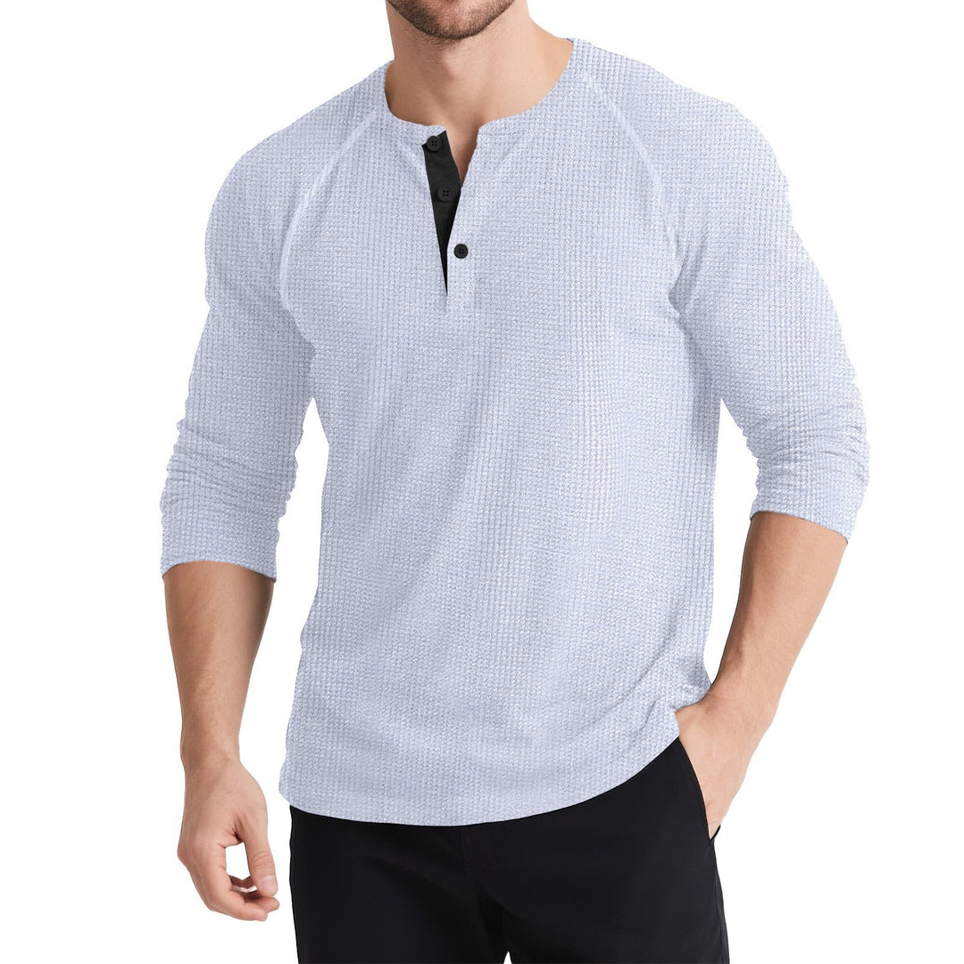 Herren Langarm-Henley-Shirt mit Knopfleiste Echoarchiv