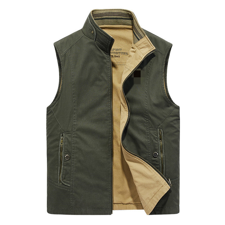 Herren robuste Canvas-Outdoorweste mit Stehkragen, gefüttertem Innenfutter und Reißverschlusstaschen Echo Archiv