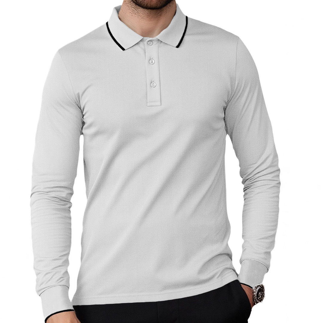 Herren nan langärmeliges Piqué-Poloshirt mit Kontrastpaspel am Kragen und Bündchen Echo Archiv