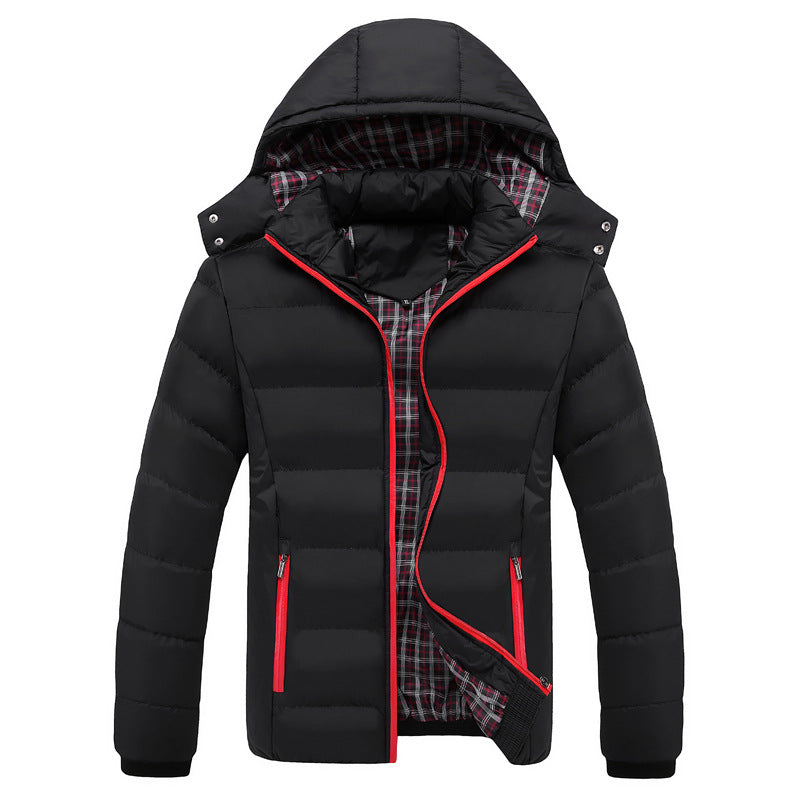 Herren Ultraleichte Pufferjacke mit Thermosteppung, Kapuze und kariertem Innenfutter Echoarchiv