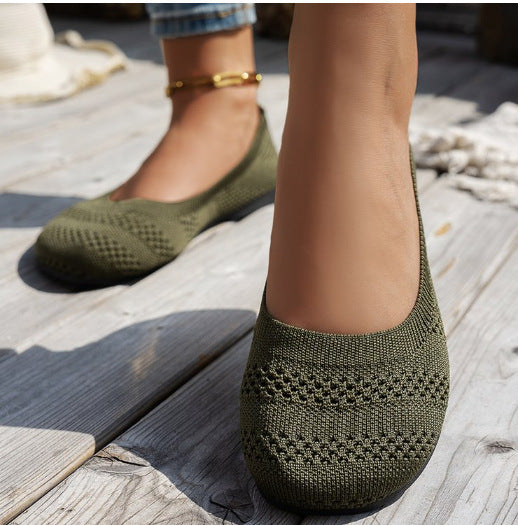 Damen Ballerinas mit elastischem Strickdesign und rutschfester Sohle – Lioré