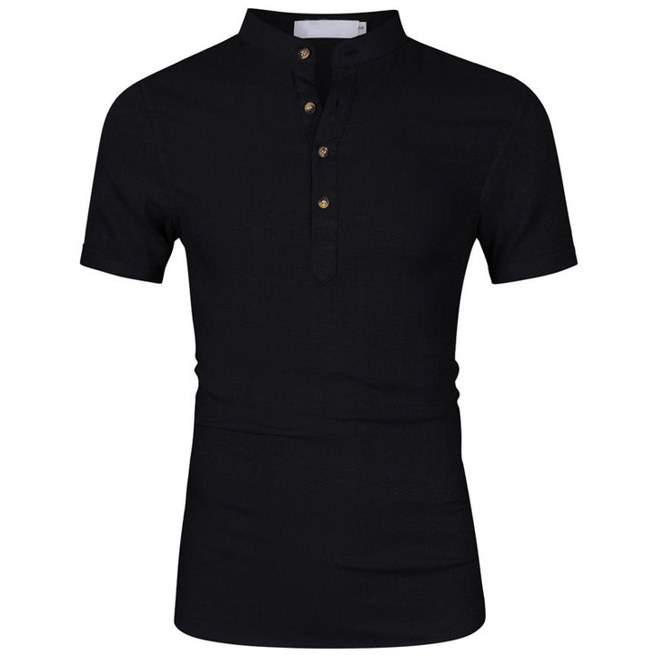 Herren Kurzarm Henley-Shirt mit edlem Knopfdesign und modernem Stehkragen Echoarchiv