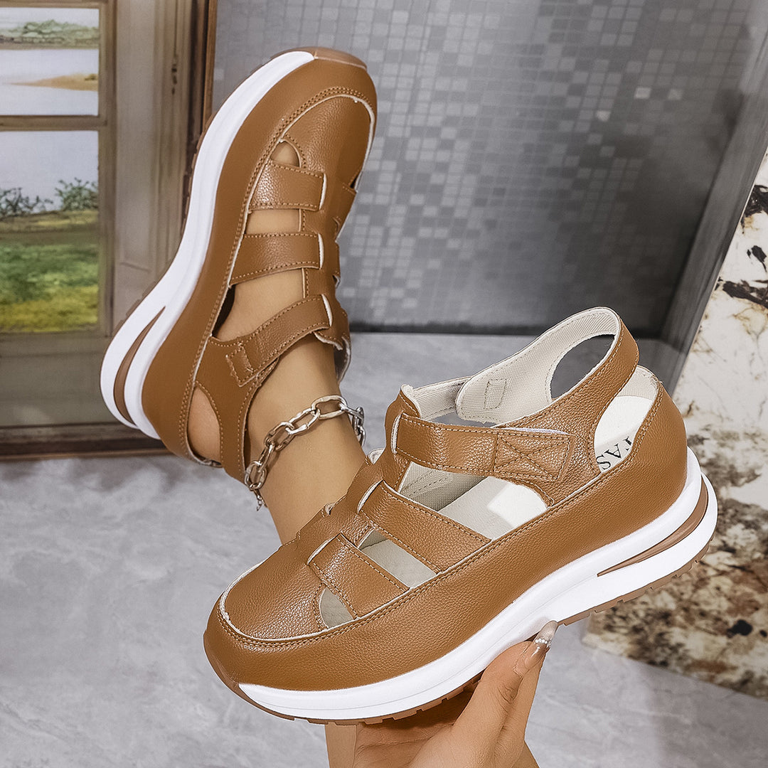 Damen Plateau‑Sneaker‑Sandale mit Klettverschluss und geschlossener Zehenpartie – Sorelia