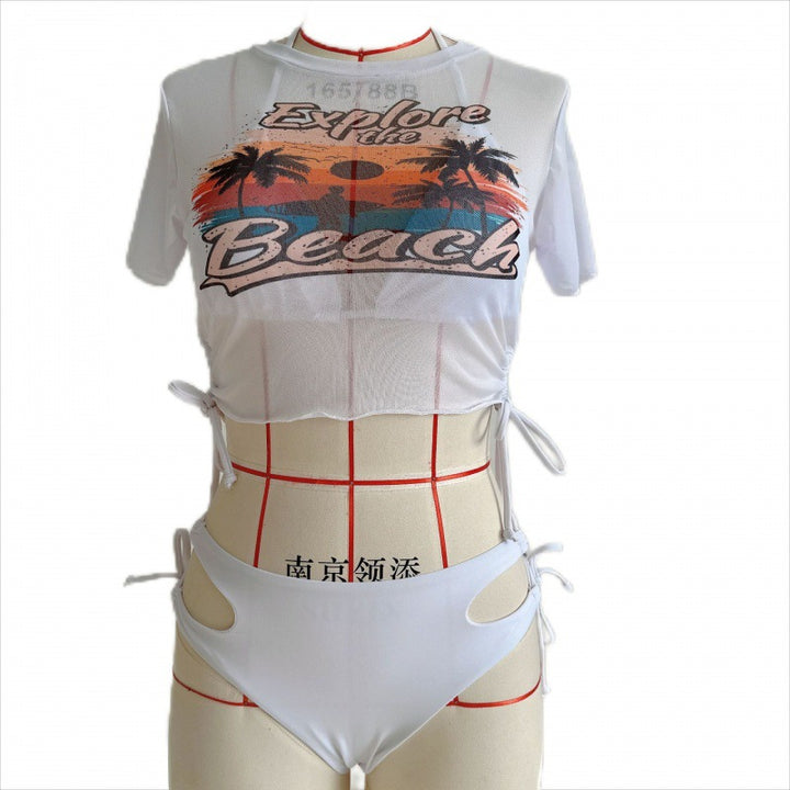 Damen Bikiniset mit modischer cropped Bluse und Schnürdetail Echo Archiv