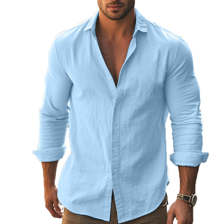 Herren Elegantes Langarmhemd mit modernem Kragen und hochwertiger Baumwollstruktur Echoarchiv