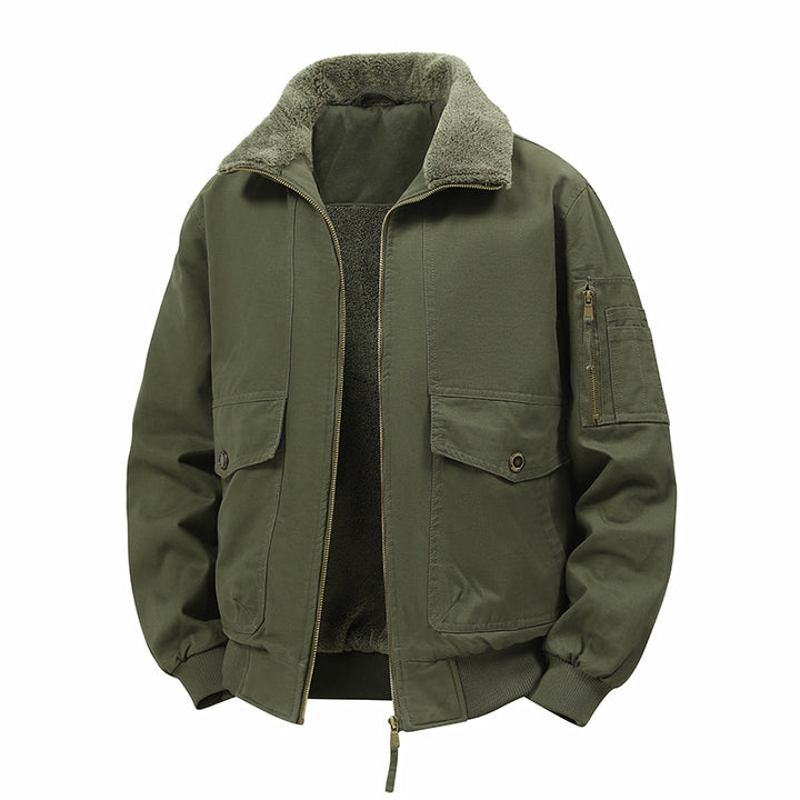 Herren Wattierte Bomberjacke mit Teddyfutter, Utility-Ärmeltasche & Pattentaschen Echoarchiv