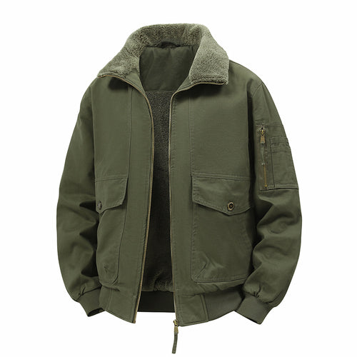 Herren Wattierte Bomberjacke mit Teddyfutter, Utility-Ärmeltasche & Pattentaschen Echoarchiv