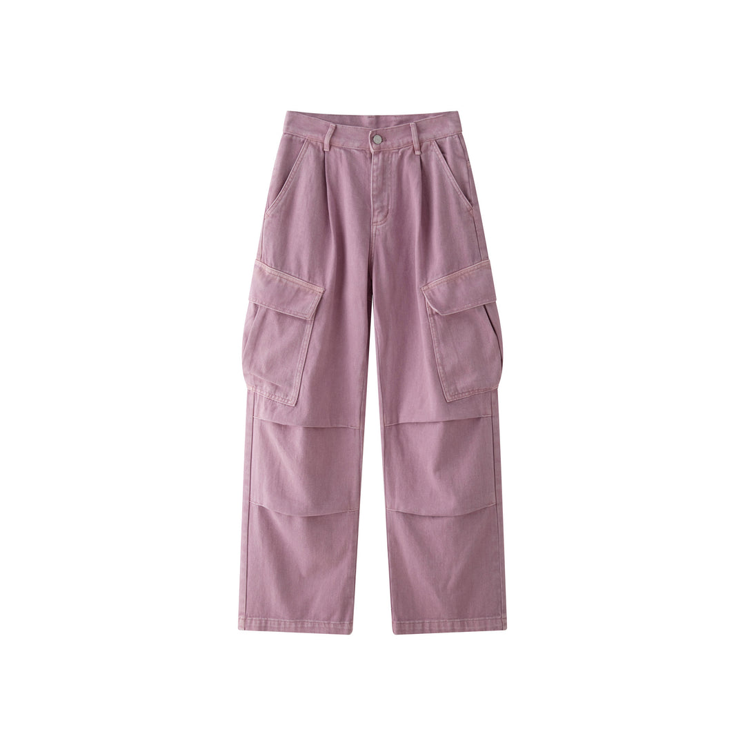 Damen Weite High‑Waist Cargo‑Palazzo‑Hose mit großen Klappentaschen Echoarchiv