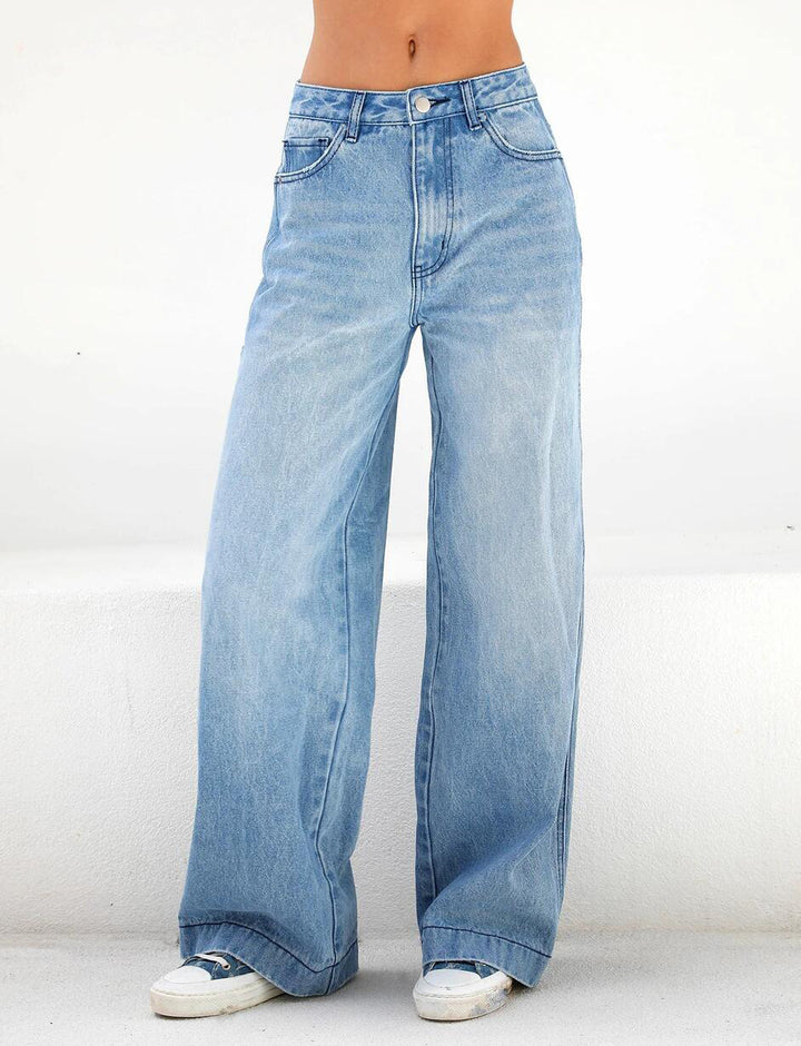 Damen Hochtaillierte weite Denim-Jeans im Palazzo-Schnitt Echo Archiv