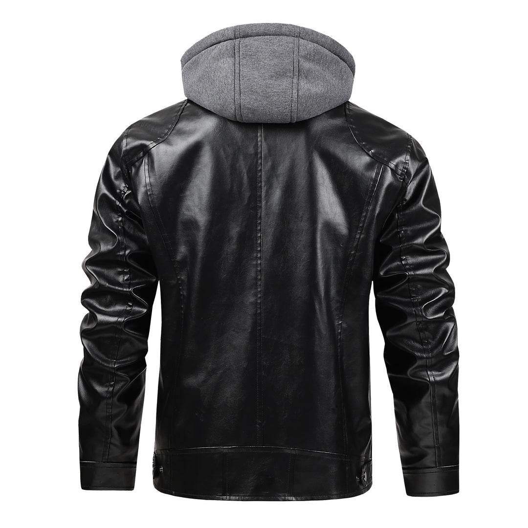 Herren modische Kunstlederjacke mit abnehmbarer Kapuze Echo Archiv