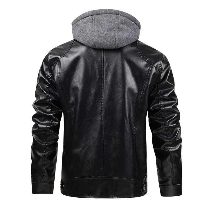 Herren modische Kunstlederjacke mit abnehmbarer Kapuze Echo Archiv