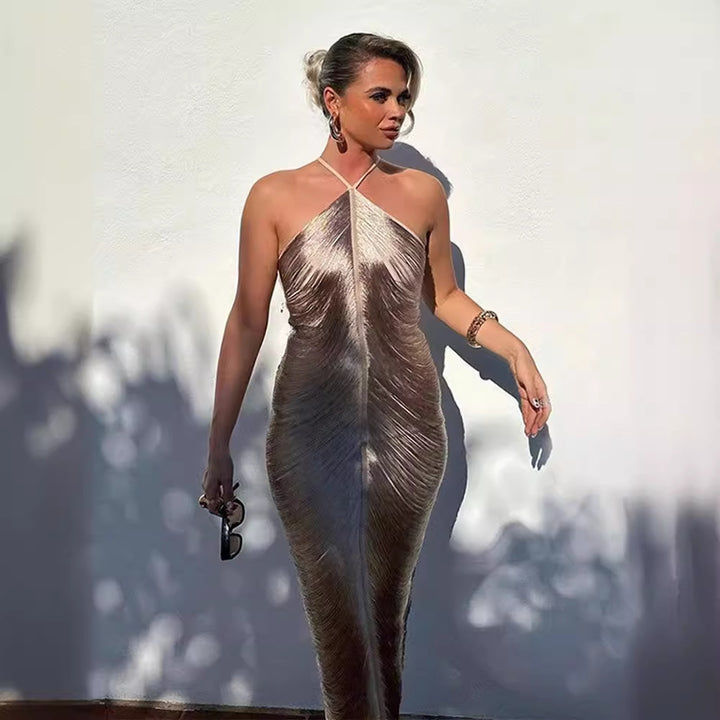 Damen Langkleid mit raffiniertem Schlitz und elegantem Kragen Echo Archiv