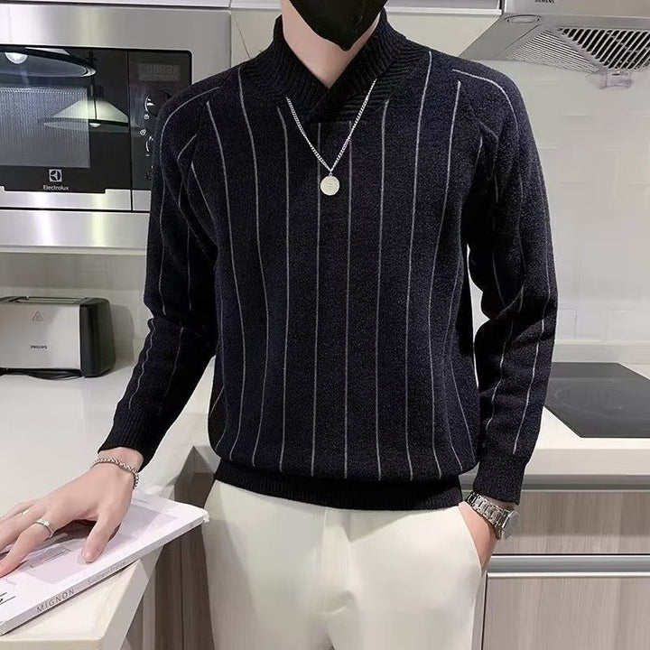 Herren Eleganter Strickpullover mit Stehkragen Echoarchiv