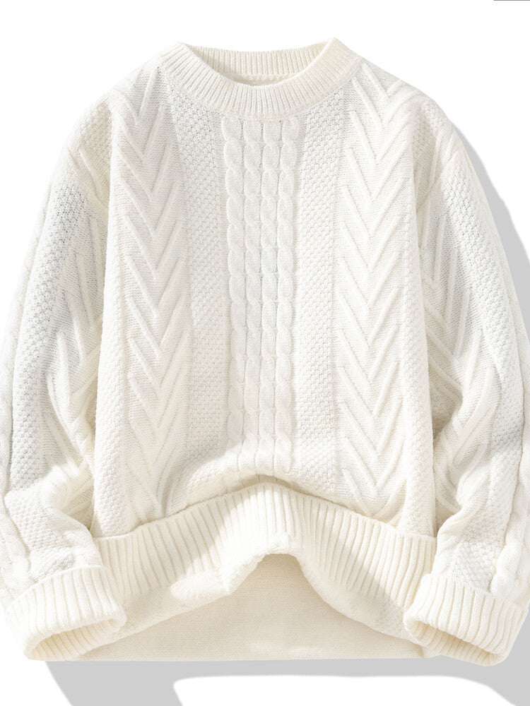 Herren Strickpullover mit modernen Zopf- und Rippstrukturen Echoarchiv