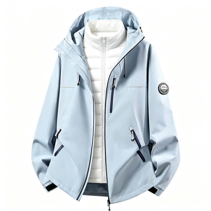 Damen kombinierbare Softshell-Outdoormantel mit abnehmbarer gepolsterter Innenjacke – Célinea