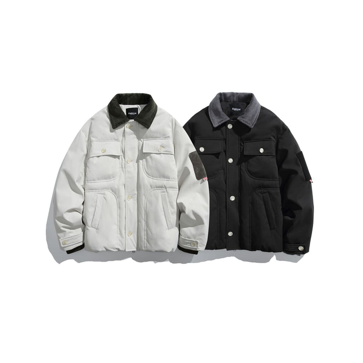 Herren Isolierte Fieldjacke im Workwear-Stil mit Cordkragen, Ellenbogen-Patches und aufgesetzten Taschen Echoarchiv