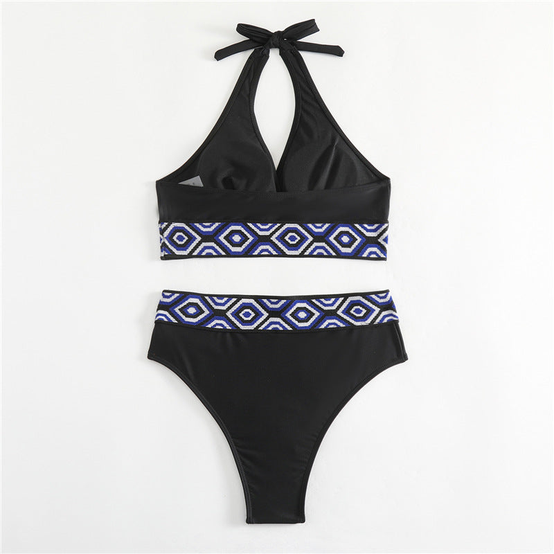 Damen Bikini-Set mit geometrischem Design und tiefem V-Ausschnitt Echo Archiv