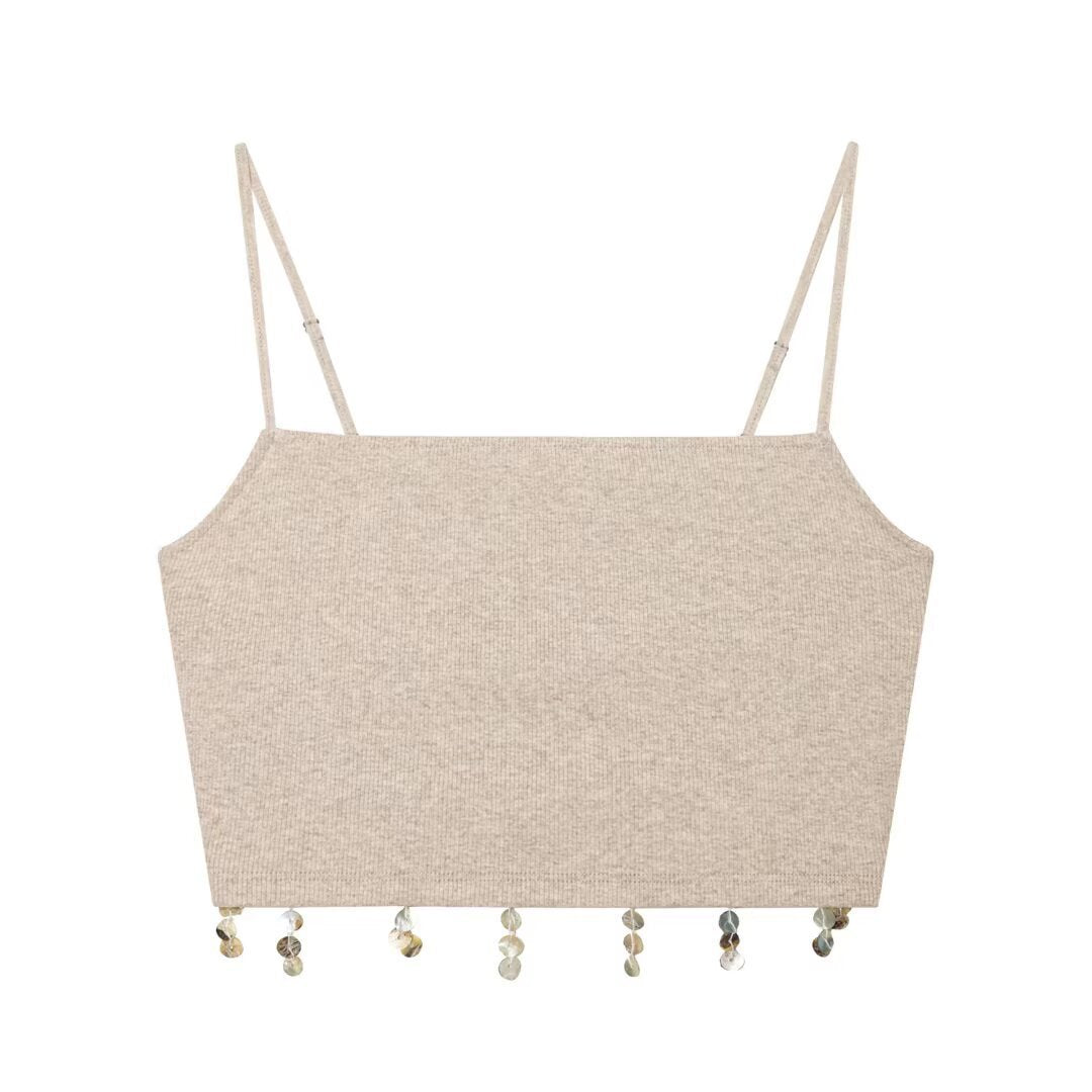 Damen Crop-Top mit funkelnden Pailletten und schmalen Trägern Echo Archiv