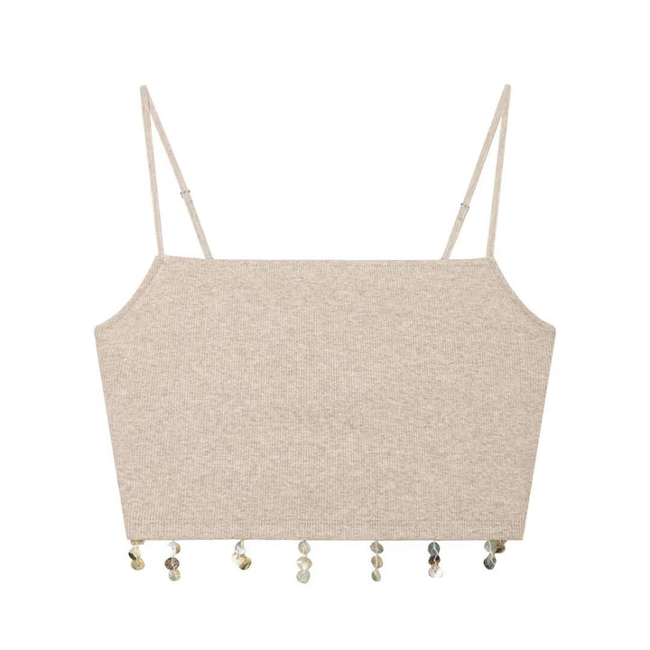 Damen Crop-Top mit funkelnden Pailletten und schmalen Trägern Echo Archiv
