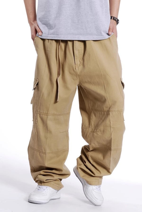 Herren Weite Utility-Cargohose aus Baumwollcanvas mit Mehrfach-Taschen und Kordelbund Echo Archiv