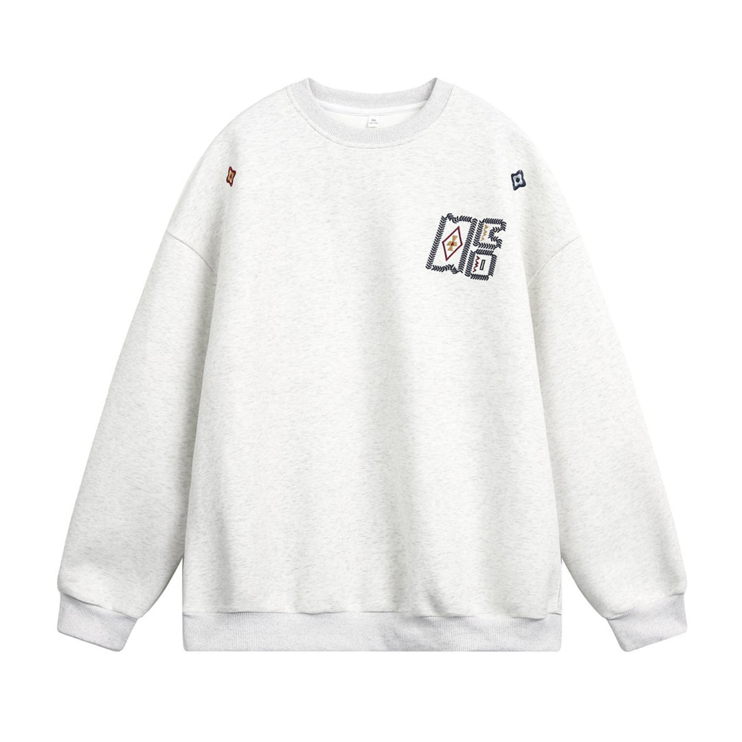 Unisex Oversize-Sweatshirt mit gesticktem Emblem und überschnittener Schulter Echo Archiv