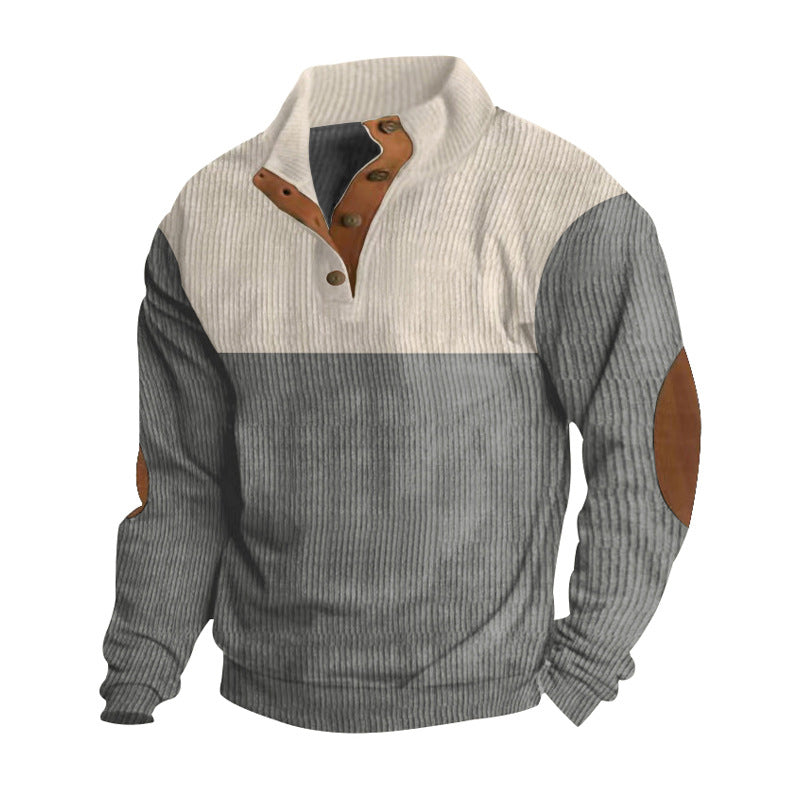 Herren modischer Stehkragen-Pullover mit eleganten Knöpfen Echoarchiv