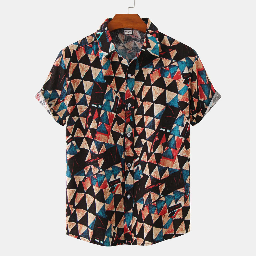 Herren Kurzarmhemd mit kreativem geometrischen Design Echoarchiv